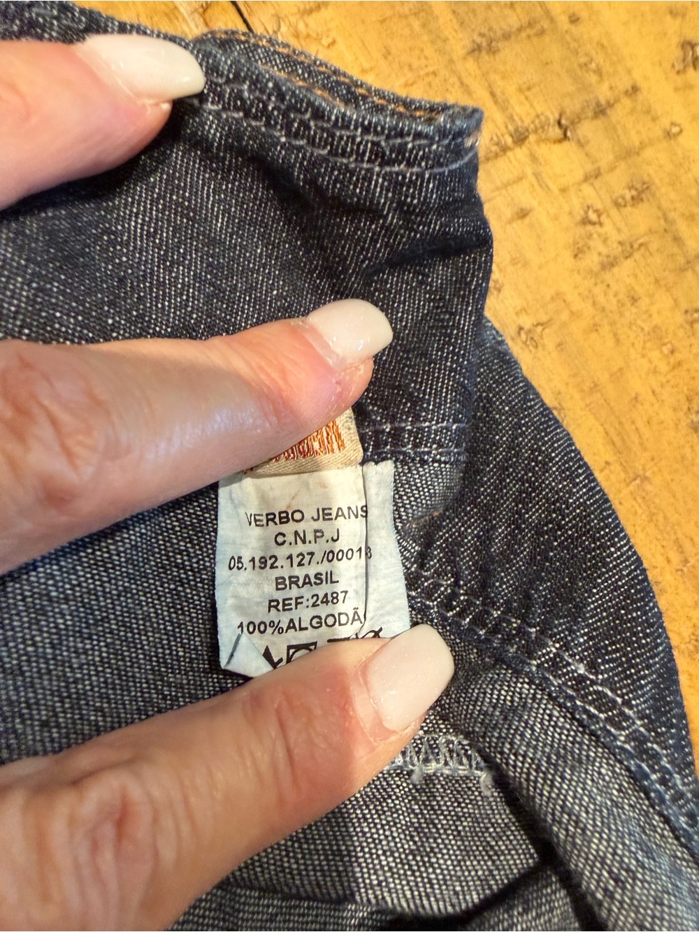 Vintage Brazilian Verbo Embroidered Dark Blue Denim Maxi Skirt - Button Front - Picture 10 of 11